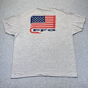 Columbia PFG Short Sleeve T-Shirt Men’s XXL Grey American Flag Graphic